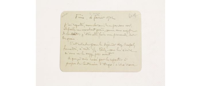 HUYSMANS : Carte autographe signée « Ce que je suis rasé par les reporters à propos du centenaire d'Hugo ! » - Signed book, First edition - Edition-Originale.com