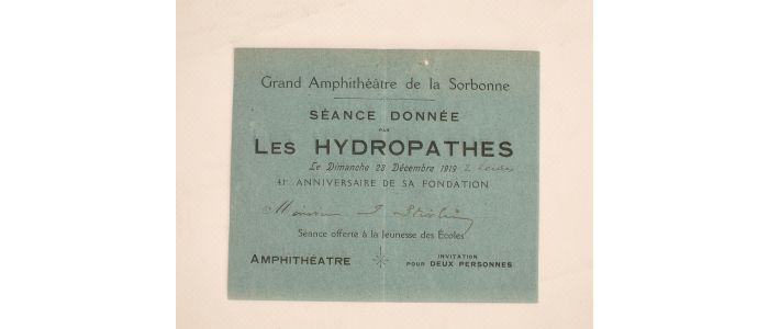 Invitation au 41ème anniversaire de la fondation des Hydropathes - Prima edizione - Edition-Originale.com