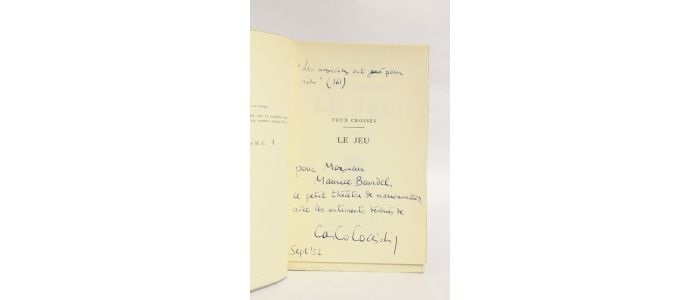 JACCOTTET : Le jeu - Libro autografato, Prima edizione - Edition-Originale.com