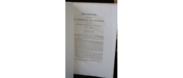 JOLLOIS : Description de l'Egypte. Antiquités. Description générale de Memphis et des pyramides par M. Jomard. Description de la Babylone d'Egypte par M. Du Bois-Aymé. Description d'Héliopolis par MM. Lancret et Du Bois-Aymé. Description des ruines de Sân (Tanis des Anciens) par M. Louis Cordier. Description des principales ruines situées dans la portion de l'ancien delta par MM. Jollois et Du Bois-Aymé - First edition - Edition-Originale.com