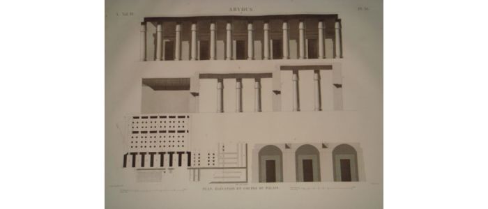 DESCRIPTION DE L'EGYPTE.  Abydus. Plan, élévation et coupes du palais. (ANTIQUITES, volume IV, planche 36) - Edition Originale - Edition-Originale.com