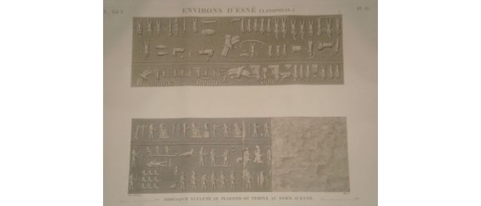 DESCRIPTION DE L'EGYPTE.  Environs d'Esné (Latopolis). Zodiaque sculpté au plafond du temple au nord d'Esné. (ANTIQUITES, volume I, planche 87) - Erste Ausgabe - Edition-Originale.com