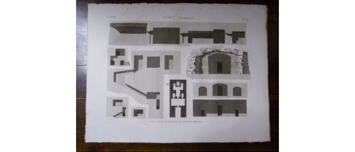 DESCRIPTION DE L'EGYPTE.  Syout (Lycopolis). Plan, coupes et élévation de l'hypogée principal. (ANTIQUITES, volume IV, planche 44) - Erste Ausgabe - Edition-Originale.com