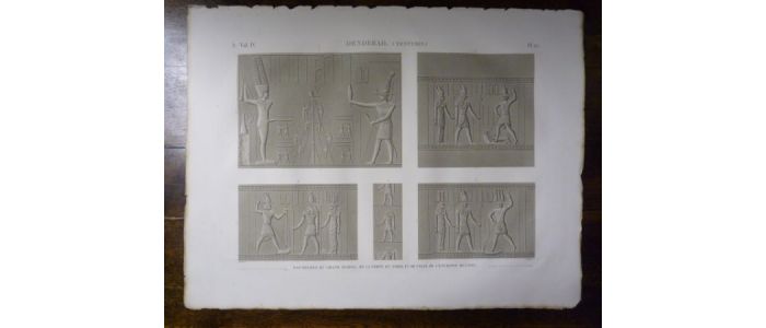 DESCRIPTION DE L'EGYPTE.  Denderah (Tentyris). Bas-reliefs du grand temple, de la porte du nord, et de celle de l'enceinte de l'est. (ANTIQUITES, volume IV, planche 25) - First edition - Edition-Originale.com
