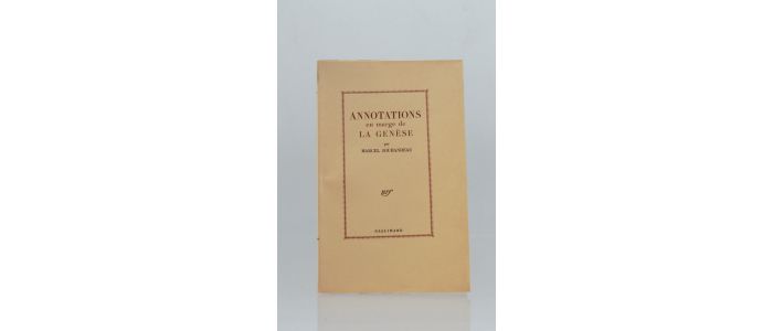 JOUHANDEAU : Annotations en marge de la Genèse - Prima edizione - Edition-Originale.com
