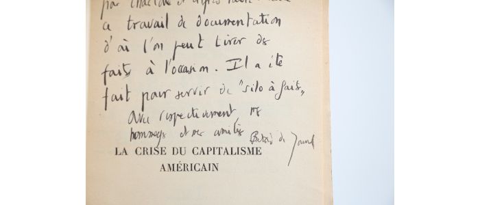 JOUVENEL : La Crise du Capitalisme américain - Signiert, Erste Ausgabe - Edition-Originale.com