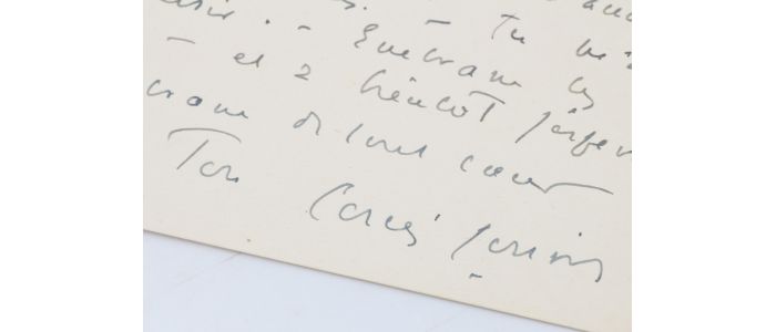 JOUVET : Lettre autographe signée adressée, sur un bristol,  à son grand ami Carlo Rim - Signed book, First edition - Edition-Originale.com