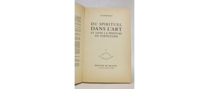 KANDINSKY : Du spirituel dans l'art et dans la peinture en particulier - Edition-Originale.com