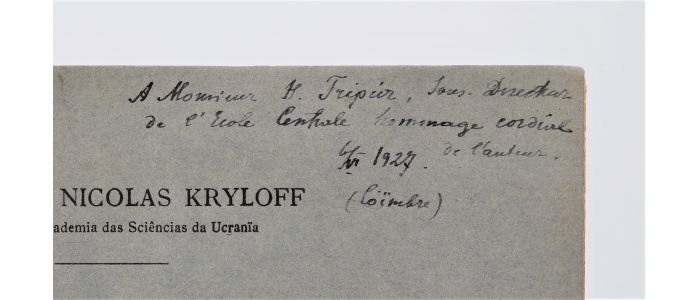 KRYLOFF : Sôbre alguns novos métodos da integraçao aproximada das equaçoes diferenciais da fisica matematica - Autographe, Edition Originale - Edition-Originale.com