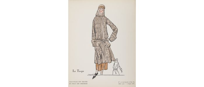 La taupe - Manteau en taupe et peau de chamois (Croquis N°LIII, La Gazette du Bon ton, 1922 n°7) - Edition Originale - Edition-Originale.com