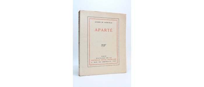 LACRETELLE : Aparté - Edition Originale - Edition-Originale.com