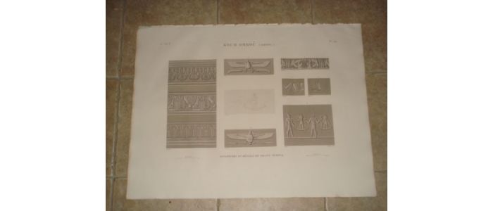 DESCRIPTION DE L'EGYPTE.  Koum Omboû (Ombos). Sculptures et détails du grand temple. (ANTIQUITES, volume I, planche 44) - First edition - Edition-Originale.com