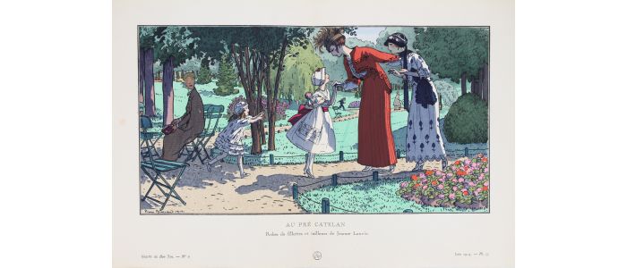 LANVIN : Au pré catelan. Robes de fillettes et tailleurs de Jeanne Lanvin (pl.55, La Gazette du Bon ton, 1914 n°6) - First edition - Edition-Originale.com