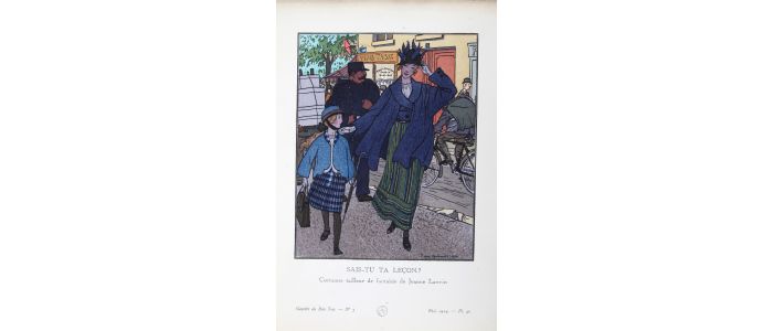 LANVIN : Sais-tu ta leçon ? Costumes tailleur de fantaisie de Jeanne Lanvin (pl.46, La Gazette du Bon ton, 1914 n°5) - First edition - Edition-Originale.com
