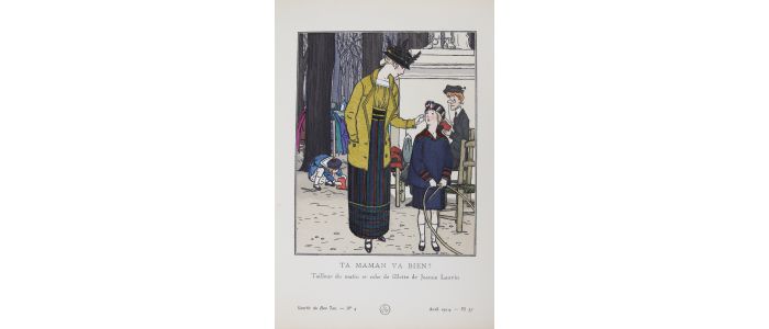 LANVIN : Ta maman va bien ? Tailleur du matin et robe de fillette de Jeanne Lanvin (pl.37, La Gazette du Bon ton, 1914 n°4) - Prima edizione - Edition-Originale.com