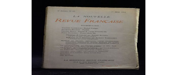 LARBAUD : Rachel Frutiger - In la Nrf N°65 de la 6ème année - Edition Originale - Edition-Originale.com