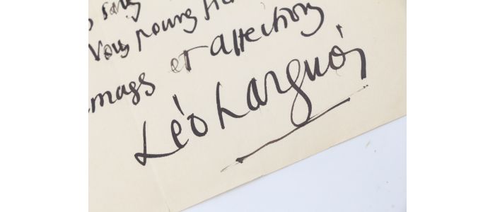 LARGUIER : Laudative lettre autographe signée adressée à Carlo Rim à propos de ce qu'il a écrit sur l'affaire Stavisky - Signiert, Erste Ausgabe - Edition-Originale.com