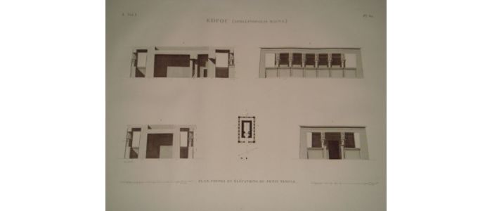 DESCRIPTION DE L'EGYPTE.  Edfou (Apollinopolis magna). Plan, coupes et élévations du petit temple. (ANTIQUITES, volume I, planche 62) - Erste Ausgabe - Edition-Originale.com