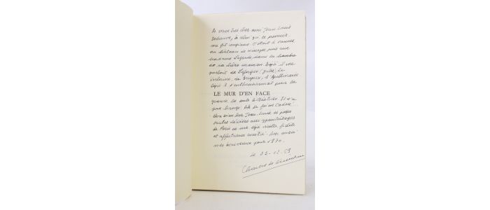 LE QUINTREC : Le mur d'en face - Signiert, Erste Ausgabe - Edition-Originale.com