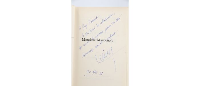 LEFEVRE : Monsieur Maubenoit  - Autographe, Edition Originale - Edition-Originale.com