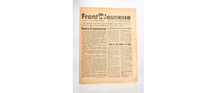 LEMAITRE : Le Front de la jeunesse N°1, seul numéro paru - Erste Ausgabe - Edition-Originale.com