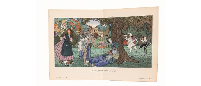 Les Travestis dans le parc (pl.1, La Gazette du Bon ton, 1913 n°11) - Erste Ausgabe - Edition-Originale.com