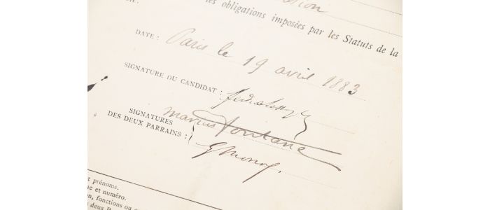 LESSEPS : Demande d'admission signée à la Société Historique - Signiert, Erste Ausgabe - Edition-Originale.com