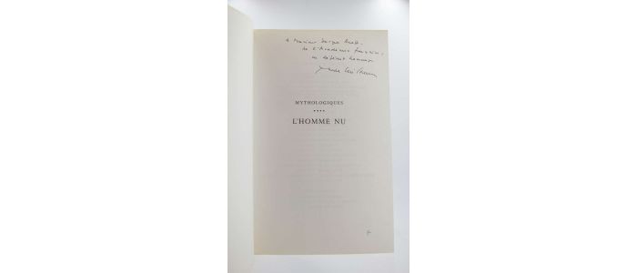 LEVI-STRAUSS : L'homme nu - Autographe, Edition Originale - Edition-Originale.com