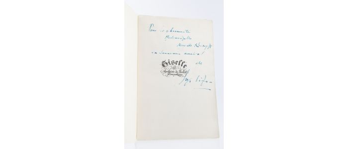 LIFAR : Giselle. Apothéose du Ballet romantique - Autographe, Edition Originale - Edition-Originale.com