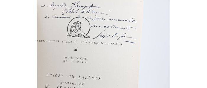 LIFAR : Programme du Théâtre National de l'Opéra du Mercredi 2 Février 1949 dédicacé par Serge Lifar - Signiert, Erste Ausgabe - Edition-Originale.com