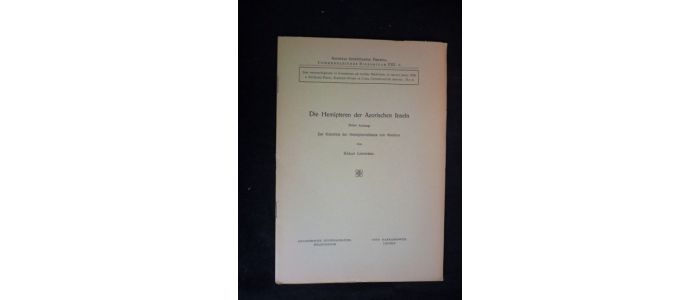 LINDBERG : Die Hemipteren der Azorischen Inseln. Nebst Anhang : zur Kenntnis der Hemipterenfauna von Madeira - First edition - Edition-Originale.com