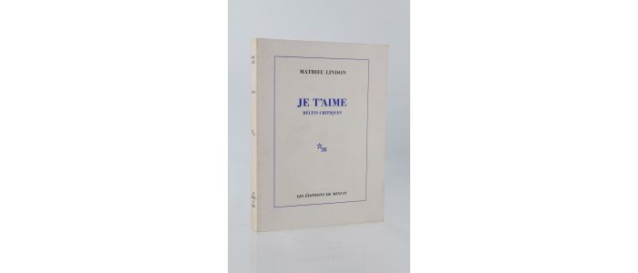 LINDON : Je t'aime - Récits critiques - Libro autografato, Prima edizione - Edition-Originale.com