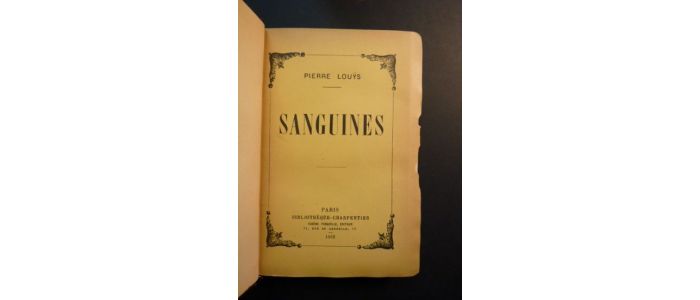 LOUYS : Sanguines - Edition Originale - Edition-Originale.com