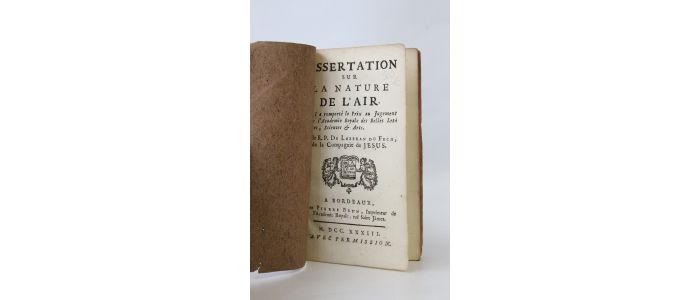 LOZERAN DU FECH : Dissertation sur la nature de l'air - Erste Ausgabe - Edition-Originale.com