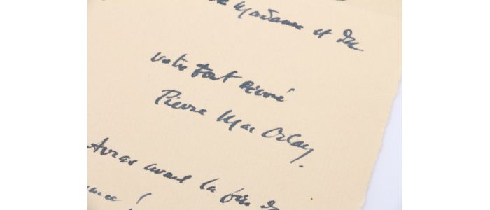 MAC ORLAN : Lettre autographe datée et signée au jeune poète artésien Roger Valuet le remerciant d'être son pourvoyeur en tabac et pipes - Autographe, Edition Originale - Edition-Originale.com