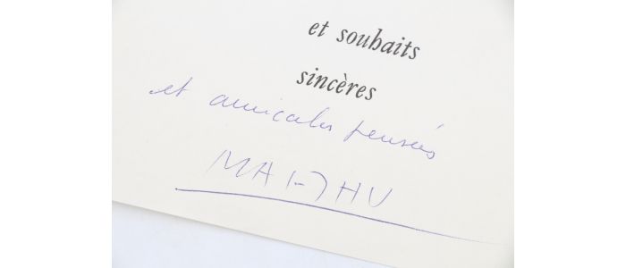 MAI-THU : Carte de voeux manuscrite pour l'année 1964 adressée à son ami l'abbé René Quéniart dans laquelle il évoque son activité d'acteur de cinéma : 