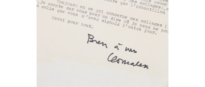 MALET : Lettre tapuscrite signée de Léo Malet à son ami le photographe Bruno de Monès - Signiert, Erste Ausgabe - Edition-Originale.com