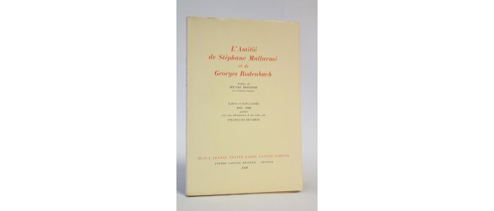 MALLARME : L'amitié de Stéphane Mallarmé et de Georges Rodenbach - Prima edizione - Edition-Originale.com
