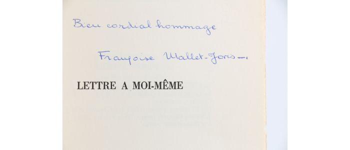 MALLET-JORIS : Lettre à moi-même - Signiert, Erste Ausgabe - Edition-Originale.com