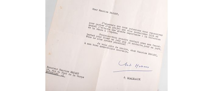 MALRAUX : Lettre dactylographiée et signée à Maurice Béjart  - Autographe, Edition Originale - Edition-Originale.com