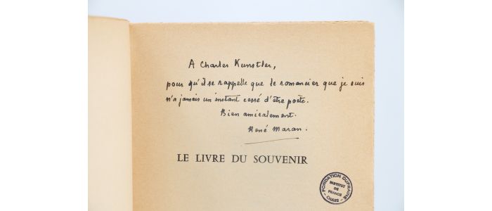 MARAN : Le Livre du souvenir (Poèmes 1909-1957) - Signiert, Erste Ausgabe - Edition-Originale.com
