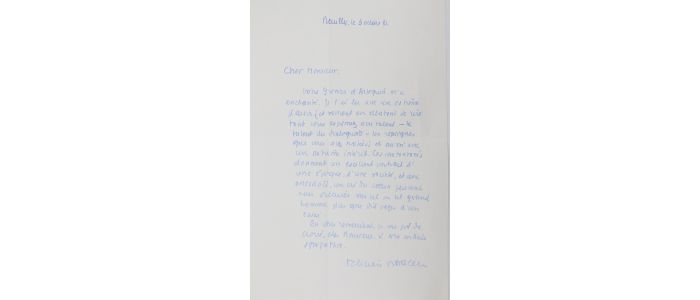 MARCEAU : Lettre autographe signée adressée à son ami Carlo Rim à propos de la lecture du 