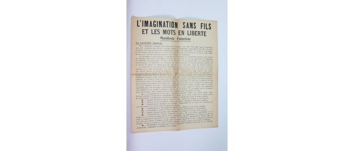 MARINETTI : L'imagination sans fils et les mots en liberté. Manifeste futuriste - First edition - Edition-Originale.com