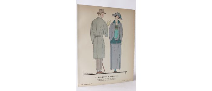 MARTIAL & ARMAND : L'Entrevue matinale. Tailleur, de Martial et Armand. Pardessus, de Lus et Befve (pl.46, La Gazette du Bon ton, 1922 n°6) - First edition - Edition-Originale.com