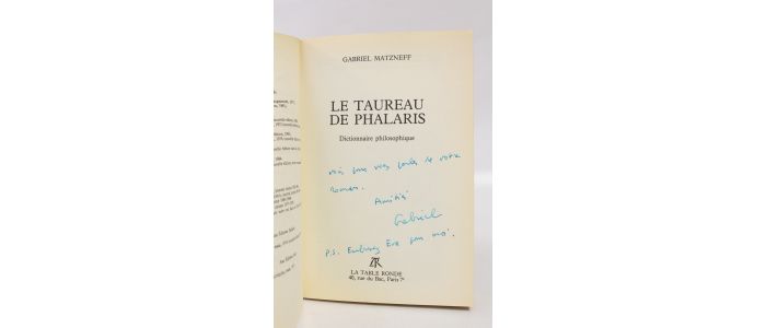 MATZNEFF : Le taureau de Phalaris - Signed book, First edition - Edition-Originale.com