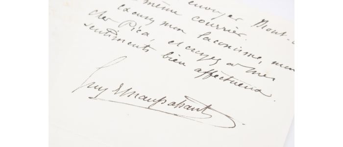 MAUPASSANT : Lettre autographe signée au critique Vittorio Pica : 
