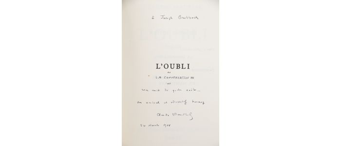 MAURIAC : L'oubli - Autographe, Edition Originale - Edition-Originale.com