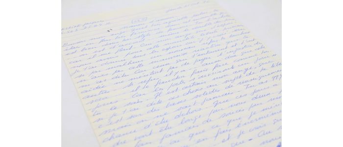 MESRINE : Lettre autographe datée et signée de Jacques Mesrine écrite depuis la prison de Fleury-Mérogis adressée à sa compagne Jeanne Schneider alors incarcérée et qui pourrait être prochainement libérée : 