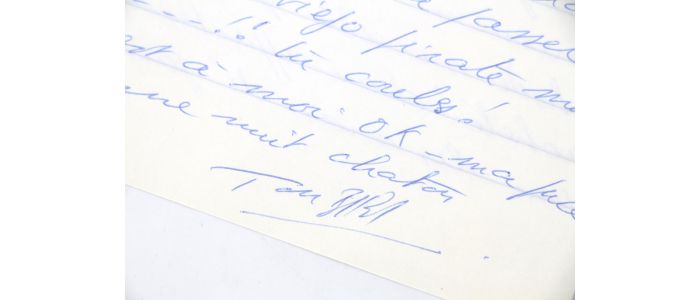 MESRINE : Lettre d'amour autographe datée et signée de Jacques Mesrine écrite depuis la prison de Fleury-Mérogis et adressée à sa compagne Jeanne Schneider pour qui il vient de trouver un logement après sa prochaine libération : 