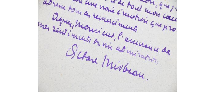 MIRBEAU : Lettre autographe signée adressée au grand avocat d'assises Edgar Demange le remerciant pour sa fameuse défense de son ami Félix Fénéon dans le Procès des Trente  - Signiert, Erste Ausgabe - Edition-Originale.com